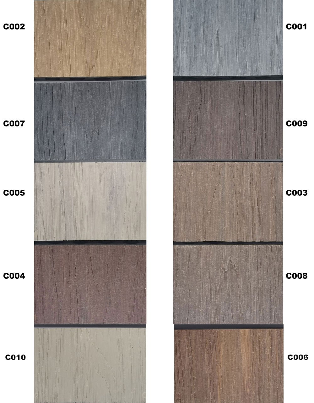 co-extrusion decking board color cards